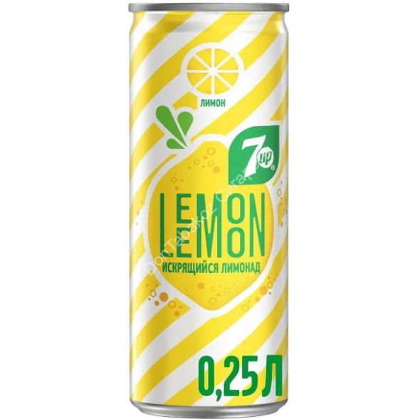 Напиток 7-UP Lemon Искрящийся лимонад 0,25 л оптом 
