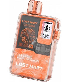 Электронная сигарета Lost Mary OS12000 Персик манго лед 20мг ОПТОМ        
