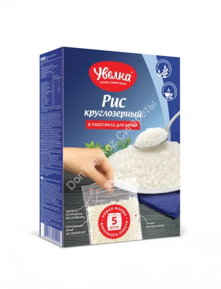 Рис круглозерный в пакетах Увелка 400г оптом 