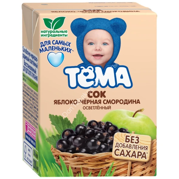Сок Тема яблоко-черная смородина осветленный 0,2 Л 