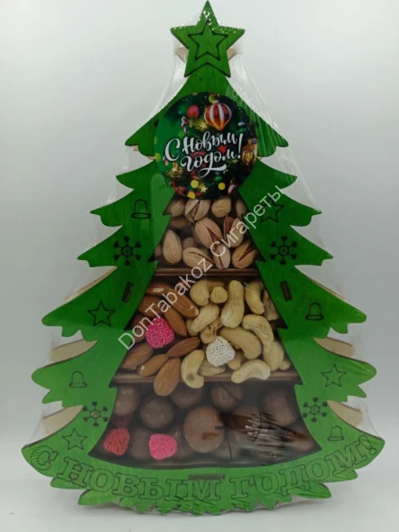 Подарочный набор орехов Елка в деревянной упаковке (200-250)г оптом 