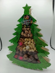 Подарочный набор орехов Елка в деревянной упаковке (200-250)г оптом